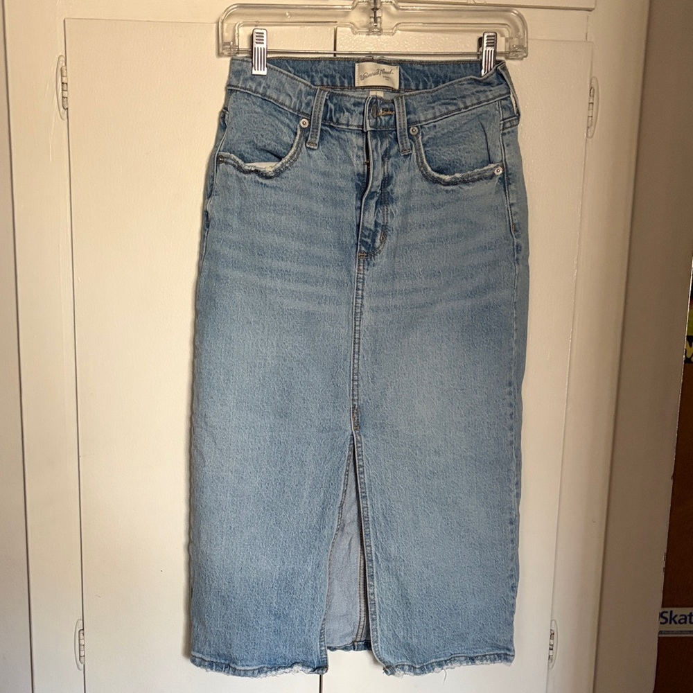 Medium Blue Denim Midi Skirt